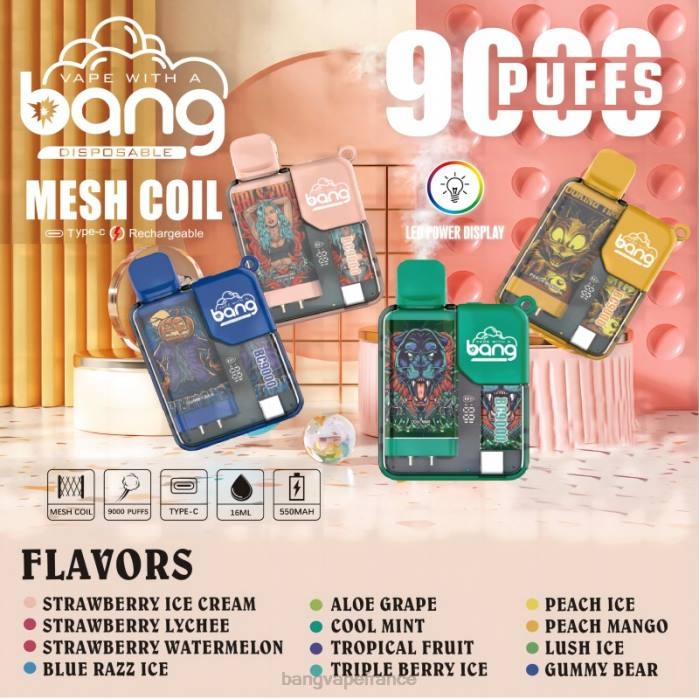 Bang Vape Box BC9000 prérempli 16 ml 80TH6 jetable vape with a bang nicotine