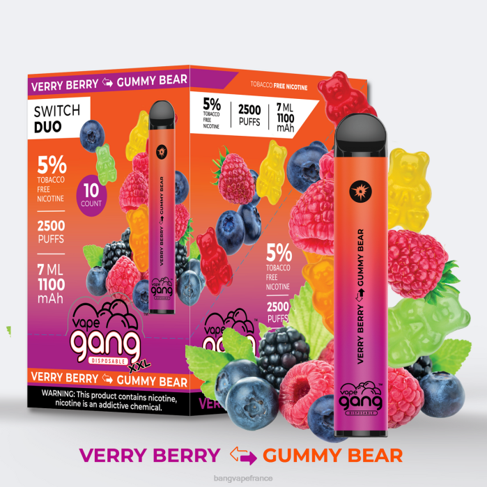 Vape Gang Switch Duo 2 saveurs (boîte de 10) 80TH38 aloe fraise - fraise mangue gang vape price
