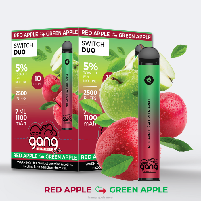Vape Gang Switch Duo 2 saveurs (boîte de 10) 80TH38 aloe fraise - fraise mangue gang vape price