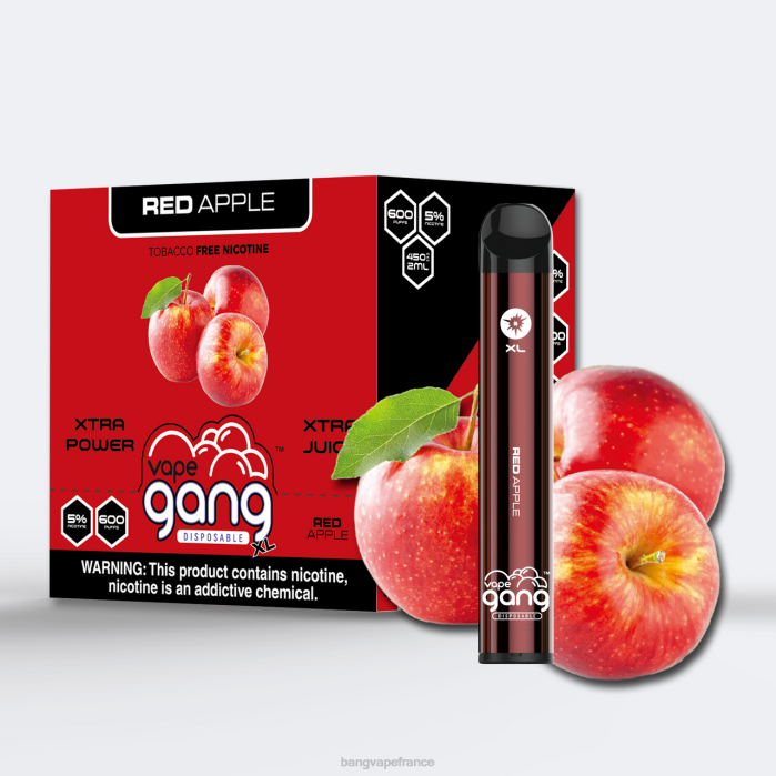 Vape Gang XL vapes jetables 600 bouffées (boîte de 10) 80TH73 pomme rouge Bang Vape france